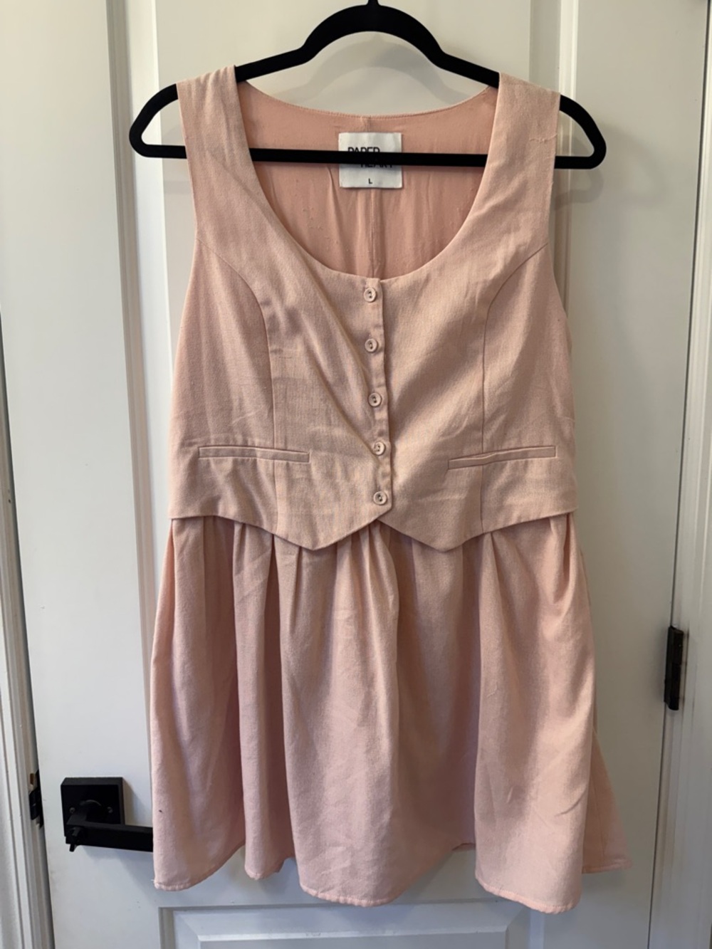 Vintage-Inspired Blush Pink Button-Front Women's Dress